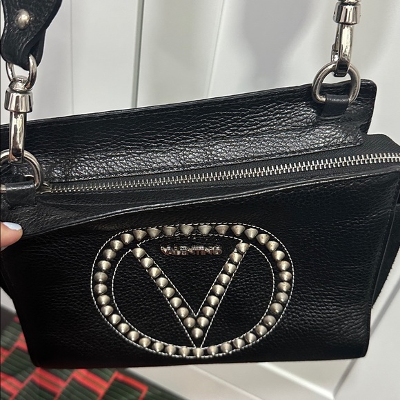 Valentino Kiki Rock Black Dollaro Leather Silver Rockstud Crossbody Bag - Picture 5 of 5